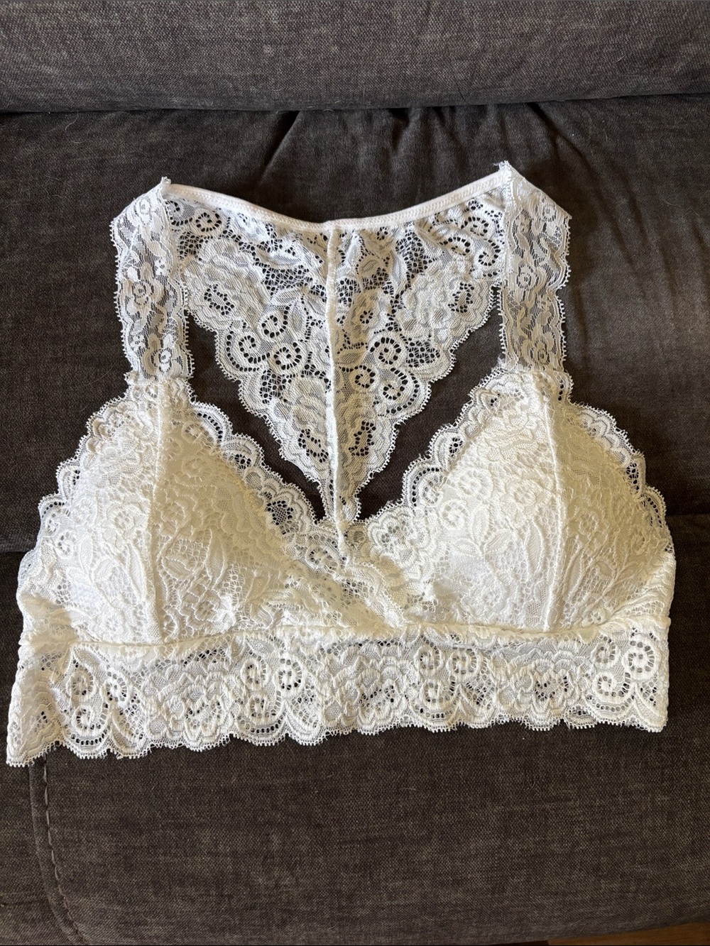 Lace Racerback Bralette - White